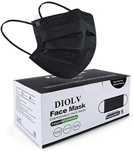 DIOLV Kids Disposable Face Masks 4-Layer Breathable Masks 50 Pcs Black for Child