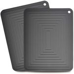 Silicone Trivet for Hot Pots and Pans – Heat Resistant Mat Pot Holder Thick & Heavy, Large 12” x 9” Non-Slip Hot Pad for Counter Protection Set of 2 (Grey)