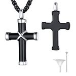 Supcare Black Cross Urn Necklaces for Ashes Men Cremains Pet Ash Pendants Memorial Keepsake Jewellery