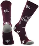 Texas A&M Aggies Socks Sock Mayhem Crew (Maroon/Grey/White, Large)