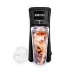 Homecraft Nostalgia 20 oz Iced Coffee Maker with Single Serve Insulated Titon Tumblr and Straw, Reusable Coffee Filter, Black