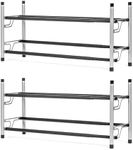 USTECH 2-Tier Shoe Rack Organizer - Sturdy Shoe Storage Organizer for Entryway | Easy to Assemble Metal Shelf Shoe Rack for Closet, Bedroom, Shoe Storage Shelves, Space Saver Wide - Pack of 2