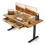 TEKAVO HAD Height Adjustable Table with 2 Drawer I Standing Desk I Workstation for Home Office I Work Table for Laptop pc I Motorized Desk I 150L x 60W x 72 to 120H CM I Rustic Brown I DIY
