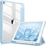 Fintie Hybrid Slim Case for iPad 6th Generation 2018 / 5th Gen 2017 / iPad Air 2 / iPad Air 1 (9.7 Inch) - [Built-in Pencil Holder] Shockproof Cover with Clear Transparent Back Shell, Sky Blue