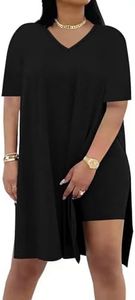 Difanlv Plus Size Womens 2 Piece Outfits Tracksuits Short Sleeve Tunic Tops Bodycon Shorts Sweatsuit Sets, Black, XX-Large