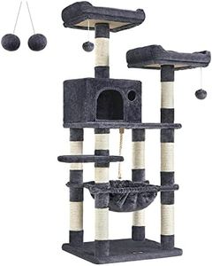 Feandrea Cat Tree, Stable Cat Tower, 2 Plush Perches, 143cm, Smoky Grey PCT15GYZ