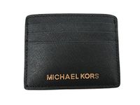 Michael Kors Jet Set Travel Large ID Card Holder Saffiano Leather Black/Gold