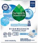 Seventh Generation Dishwasher Detergent Packs Free & Clear for sparkling dishes Dishwasher tabs 45 count