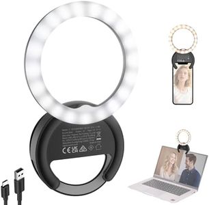 NEEWER Entry Level Version 4" Phone Selfie Ring Light Compatible with iPhone, 5W Bi Color Rechargeable Clip Lighting with 500mAh/CRI85 for Video Recording Makeup Laptop Webcam Video Conference, BR40