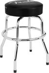 Fender Barstool, Perfect for Guitar Players and Fans, Spaghetti Logo Pick Pouch Logo Barstool, Foam Padded, 24", Black and Chrome