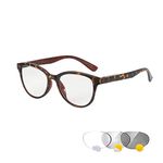 KoKoBin Photochromic Reading Glasses Optical Presbyopia Glasses Spring Hinged Sun Readers for Men and Women Intelligent Color Changing Glasses(Leopard,+2.0)