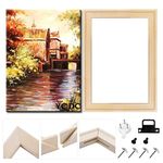 Solid Canvas Stretcher Frames, Premium Pine Wood Strips Bar Set, for Oil Paintings Poster Prints, DIY Arts Accessory Materials Supply, 16"x20"/40.6x50.8cm