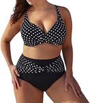 Swimsuit For Women Plus Size Women Retro Polka Dot Bikini Sets Two Piece Swimsuits Swimwear Beach Suit Gift For Women UK Black