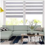 SMONTER Easy Fix Zebra Roller Blind,Day and Night Blinds Curtains with Install Accessories (45CMx150CM, GREY)