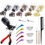 Allazone Hair Extension Tool Kit Hair Extensions Pliers, 2500 PCS Micro Ring Beads, Hook Needle Pulling Loop, Comb, Mini Rubber Bands, Hair Extension, Hairpin for Hair Styling Tools Accessory