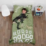 Everything Kids Dinosaur Green Camouflage 4Piece Toddler Bed Set - Comforter, Fitted Bottom Sheet, Flat Top Sheet, Standard Size Pillowcase, Green, Olive, White