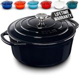 Zulay Kitchen 6 Quart Enameled Cast Iron Dutch Oven with Lid – Premium Durability & Oven Safe up to 500°F – Heavy Duty Cookware Perfect for Bread Baking, Stews, Braising & Roasting – Onyx Black