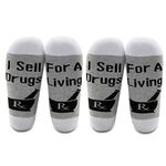 LEVLO Pharmacist Gift Pharmacist Socks I Sell Drugs for a Living Cotton Sokcs Pharmacy Student Gift, 2 Pairs/Set-mid Calf-1, Medium