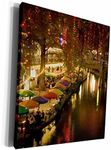 3dRose cw_94613_1 USA, Texas, San Antonio Riverwalk Area/Evening-US44 WBI0260-Walter Bibikow-Museum Grave Canvas, 16 by 20-inch, Multicolor