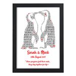 Penguin Couple Wedding Anniversary Gifts - Personalised 1st Wedding Anniversary Gifts for Husband, Wife, Couples - 2nd, 5th, 10th, 25th, 30th Wedding Anniversary Print Gifts - Paper Anniversary Gifts