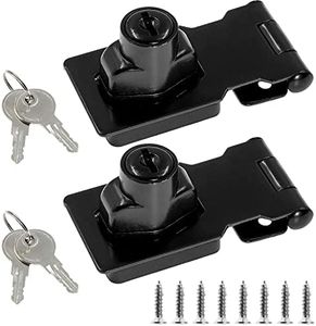 Jiozermi 2 Packs 2.5 Inch Hasp Locks with Keys, Stainless Steel Hasp Latches, Twist Knob Keyed Locking Hasp for Cabinet Small Door, Flat Black