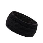 KIIDAS Winter Fleece Headbands for Women - Fashionable Wool Knit Ear Warmers, Ideal Sports Headband in Cold Weather (Black)