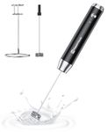 Maestri House Rechargeable Milk Frother with Stand, Handheld Electric Foam Maker Waterproof Detachable Stainless Steel Whisk Drink Mixer Foamer for Lattes, Cappuccino