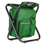 Kikerike Portable Stool Backpack Cooler Chair 400 LBS Max Load Folding Fishing Cooler Backpack Stool for Outdoors Hiking Beach Travel - Army Green