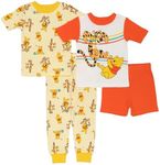 Disney Boys' Winnie the Pooh 4-Piece Snug-Fit Cotton Pajamas Set, STRIPE FUN, 3T