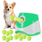 SARIEN Automaitc Dog Ball Launcher - Dog Fetch Machine for Small Sized Dogs,3 Launch Distances, Ball Launcher for Dogs with 12 Balls, Rechargeable Ball Thrower for Dogs (Green Dog Launcher)