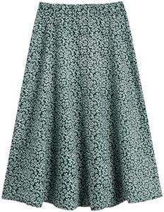 Milumia Girl's Cute Summer Boho Ditsy Floral High Waisted A Line Flare Midi Skirt Flowy Long Skirt Green 10 Years