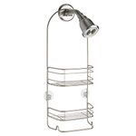 iDesign Rondo Metal Wire Hanging Shower Caddy, Baskets and Towel Bar for Shampoo, Conditioner, and Soap with Hooks for Razors, Towels, and More, 8.75" x 4" x 21" - Satin Silver