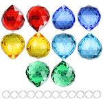 Crystalsuncatcher Mixed Color 10pcs Crystal Glass Ball Chandelier Prisms Pendants Parts Rainbow Crystal Suncatcher DIY Parts，30mm