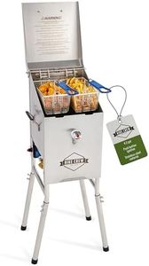 Hike Crew Outdoor 4-Gallon Propane Deep Fryer 57,000 BTU for Camping & Outdoor Kitchen with Push Ignition, 2 Stainless Mesh Frying Baskets, Built-In Thermometer, Gas Regulator & Drain Valve