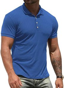 NITAGUT Men's Polo Shirts Short Sleeve Casual Slim Fit Workout Shirts Royal Blue, Medium