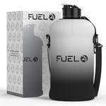 Fuel24 Jug with Insulated Sleeve & Removable Shoulder Strap | 2.2 Litre Water Bottle | Extra Strong Material | Drop Proof, Pop or Straw Cap | 2.2L Large Gym Sports Bottle | BPA FREE (Pop Cap, Mono)