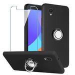 Xiangyun Case for Alcatel 1 2021 / Alcatel 1 2019, With 1 Piece Tempered Glass Screen Protector and 1 X 360 Degree Rotation Finger Ring Holder, Shockproof Slim Soft TPU Anti-Scratch Phone Case, Black