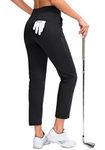 YYV Women's Golf Pants Stretch Work Ankle Pants High Waist Dress Pants with Pockets for Yoga Business Travel Casual, Black, Medium