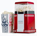 WICKED GIZMOS Retro Popcorn Machine - 1200W Popcorn Maker w/ One Touch Operation, Oil-Free Design, 6 Boxes & Butter Scoop - Pop Corn Maker Machine for Home Theatres, Movie Nights & Parties (Red)