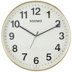 Amazon Brand - Solimo Round Office Wall Clock | Plastic | Silent Sweep Movement | 12 Inch | Ivory-Analog