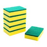 HOMESmith - Large Heavy Duty Scrub Sponge - Dual Sided Dish Washing & Cleaning Scourer - Absorbent, Non-Scratch, Reusable - Pack of 6,Yellow & Green