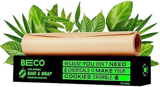 Beco Eco-Friendly Baking & Wrapping Paper, 10 Meter Roll, Pack of 1, 100% Bamboo Pulp & Chemical Free Parchment Paper