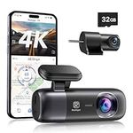 REDTIGER F9 Dash Cam 4K Front and Rear 1080P, WiFi GPS Car Camera with 32GB Card, Dual Dash Camera for Cars, Loop Recording, Night Vision, Parking Mode, Smart App Control, Support 256GB Max