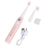 Dentes Care UltraSonic Electric Toothbrush | 5 Cleaning Modes | USB RECHARGEABLE | Inbuilt 2 Min Timer |30 Sec Quad Pacer| IPx7 Waterproof | High-Frequency 38000 strokes/min | 2 replecable heads| 30 days Battery Life (color-Pink)