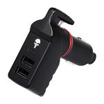 The Punisher Stinger USB Car Charger Emergency Escape Tool, Life-Saving Rescue Device EDC, Spring Loaded Car Window Breaker, Seat Belt Cutter, Dual USB Ports Max 2.4A (Special Design Red Punisher)