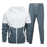 Ekiregaii Mens Tracksuit Set 2 Piece Gym Jogging Bottoms Full Zipper Hooded Jacket and Lounge Pants Smart Casual Lightweight Windbreaker Sports Jacket Regular Fit Trousers