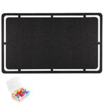 SEG Direct Large Felt Pin Board Wall Bulletin Board 72 cm x 44 cm, Memo Board Notice Board with 35 Push Pins, Decorative Adhesive Board for Office Bedrooms, Black