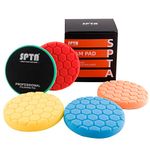 SPTA 5pcs Polishing Pad Hex Logic Polishing Sponges Saving Wax Replaceable Car Polishing Pad Foam Set For Eccentric Polishing Machine Grinder - Car Polishing Professional Set (6 inch)