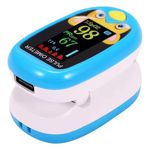 Children Fingertip Pulse Oximeter, Oxygen Monitor for Kids Baby and Blood Oxygen Saturation Heart Rate Monitor with Automatic Shut-Down, SPO2 Pulse Oximeter, Rechargeable via USB (Blue)