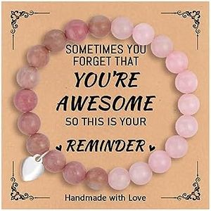 Sometimes You Forget You're Awesome Unique Gifts Best Friend Birthday Gifts Natural Stone Bracelets for Women Teen Girls, Alloy, alloy